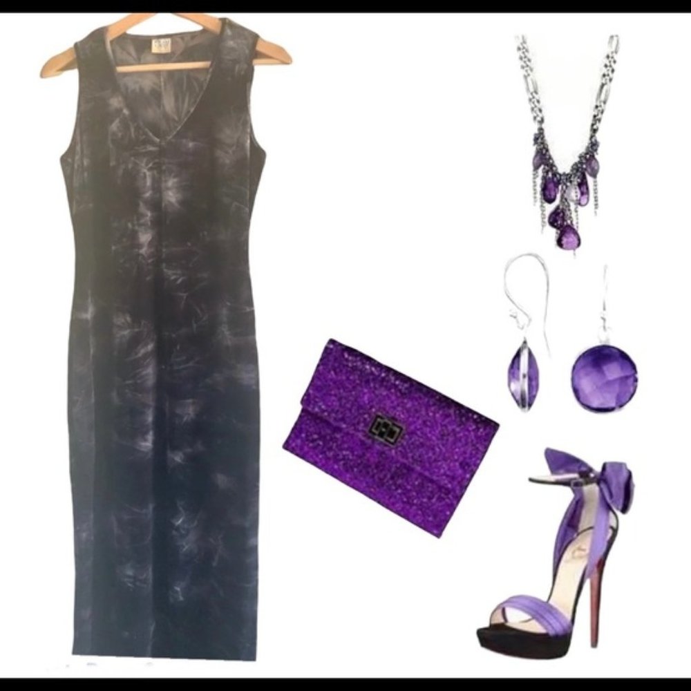 Vintage 🧚‍♀️ purple sleeveless velvet maxi dress